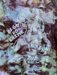 Image 2 of SMALL Godzilla Be Gay Do Crime Tie Dye Shirt H29
