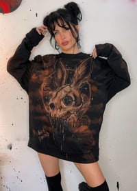 Image 3 of “DEAD BUNNY” CUSTOM BLEACH PAINTED SWEATSHIRT XL