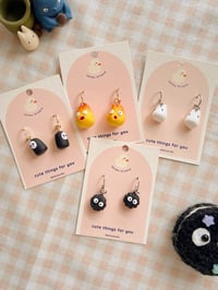 Image 1 of Ghubli Dangle Earrings: No face, Calcifer, White Totoro, or Soot Sprite