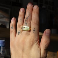 Image 5 of Brass Signet Ring with Moonstone