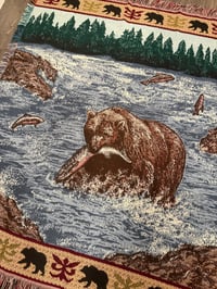 Vintage Grizzy Bear Salmon Blanket 