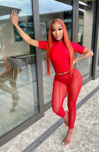Image 1 of Red Mesh Tights
