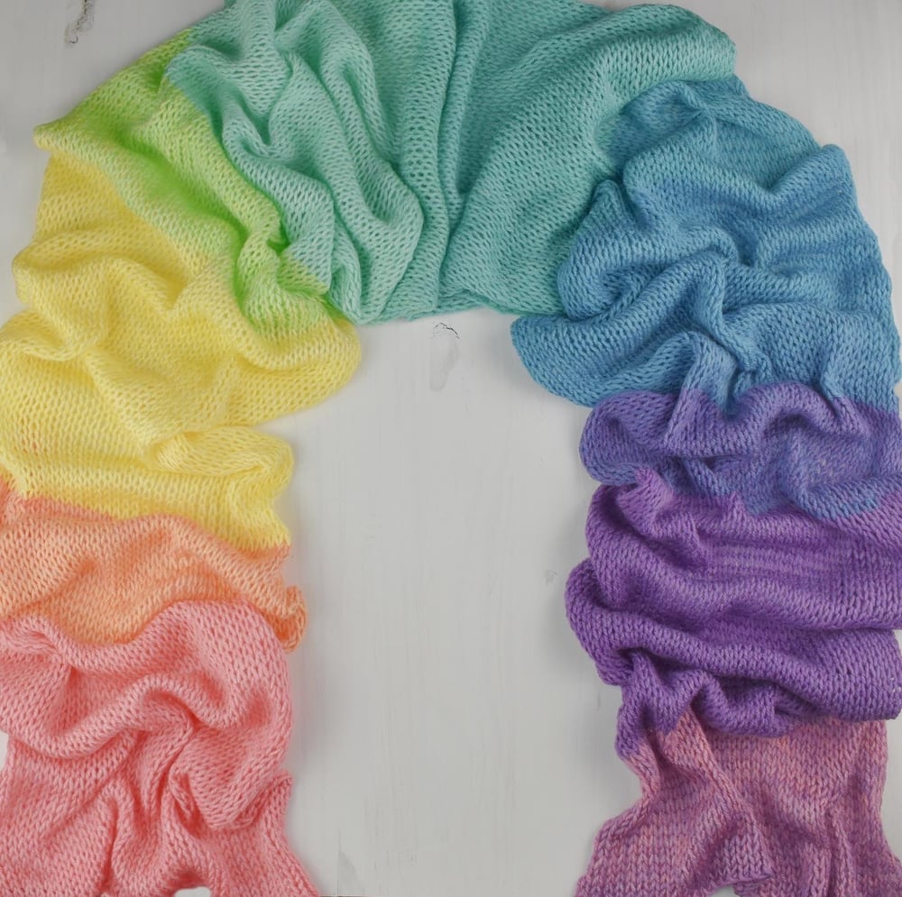 Image of Vivid Rainbow Extra Long Knit Wrap