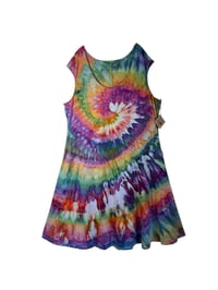 Image 5 of 3X PLUS Stretch Knit Fit and Flare Midi Dress in Groovy Spiral Ice Dye
