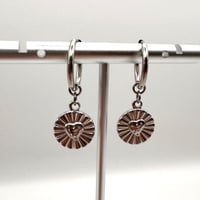Image 4 of Sunburst Heart Huggie Earrings
