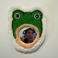 Image 3 of Cute Frog Head Tufted Wall Mirror