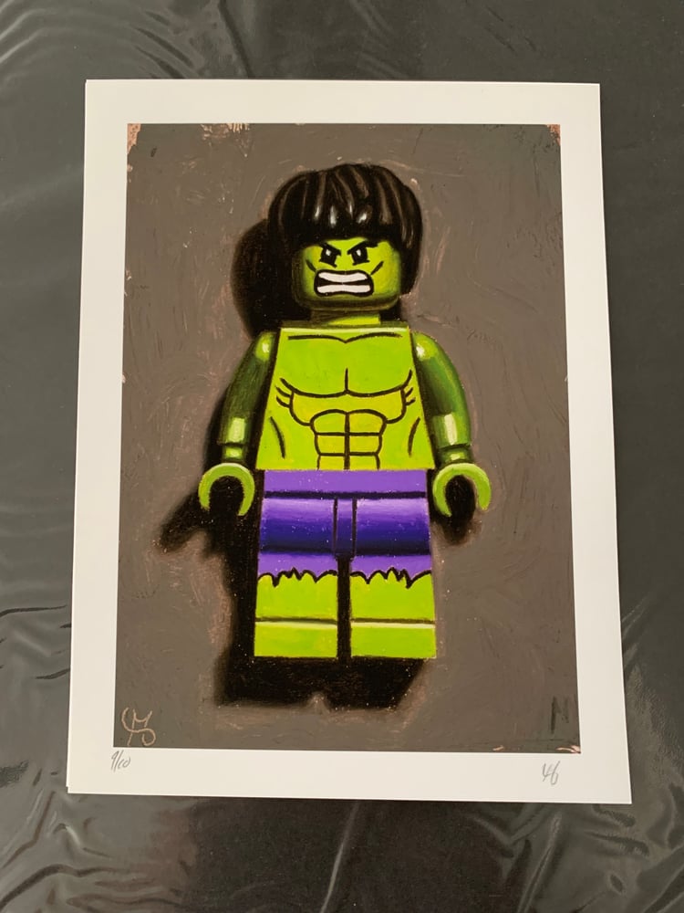 Image of Hulk lego print 