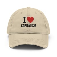 Image 1 of I love capitalism Embroidery Distressed Dad Hat
