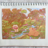 Image 1 of Forest, Mushroom Friends & Capybara art print