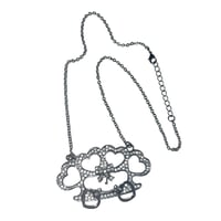 Image 1 of brass knuckle heart bow necklace *clear*