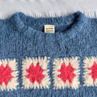 Image 4 of Granny square vest in denim blue and coral