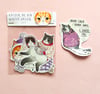 Winterkatzen Sticker Set – Vinyl Sticker mit holographischer Glitzerfolie