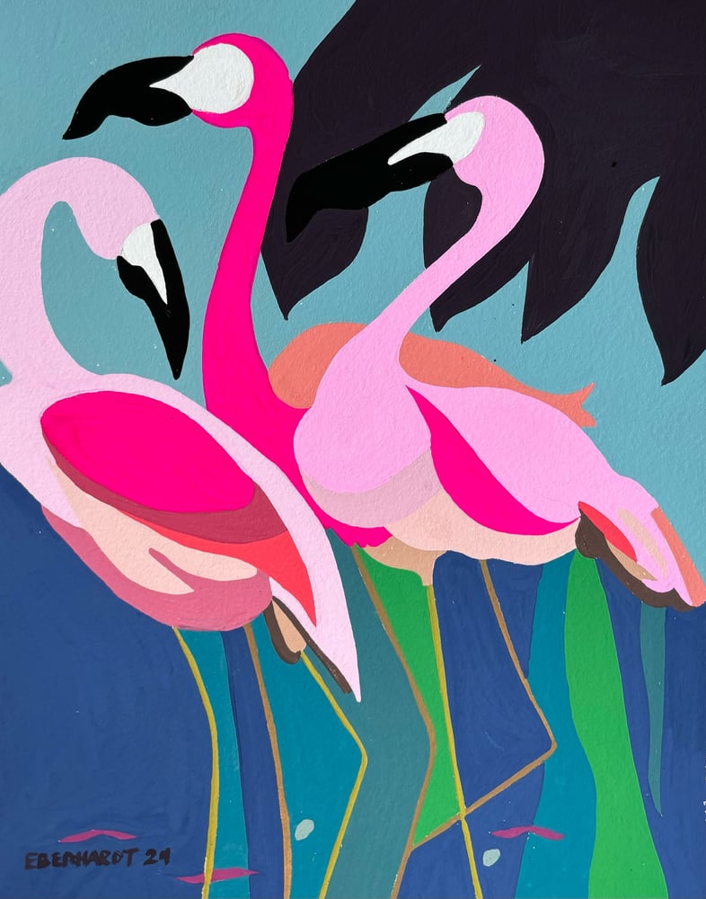 Image of Three Flamingos