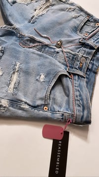 Image 3 of Reworked Vintage Levis Shorts Swarovski Drawstring Belt