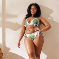All-over print recycled string bikini Panther White 
