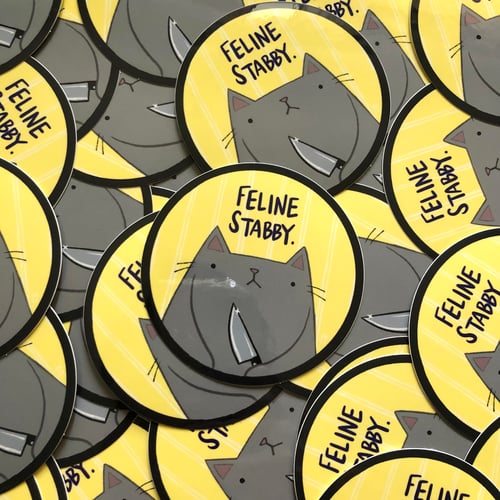 Image of FELINE STABBY vinyl sticker