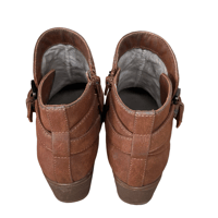 Image 6 of Naturalizer Wilda Brown Flat Studded Ankle Boots with Buckle -Size 9.5