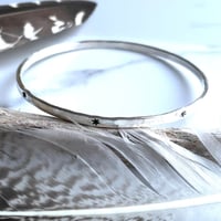 Image 1 of Celestial Sterling silver hand stamped star bangle 925. Hand stamped starry bracelet.