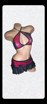 Image 1 of Red Rose Hologram 3 PC Skirt Set