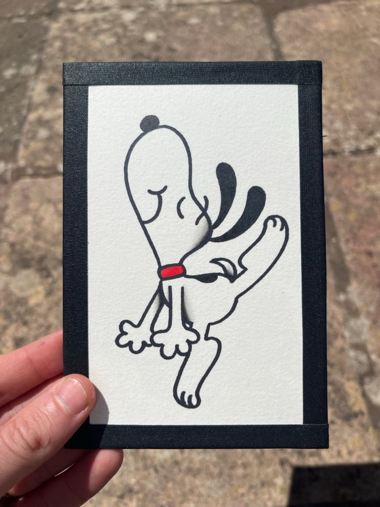 Image of “Interpretive Dance” snoopy 6x4 tape framed original 