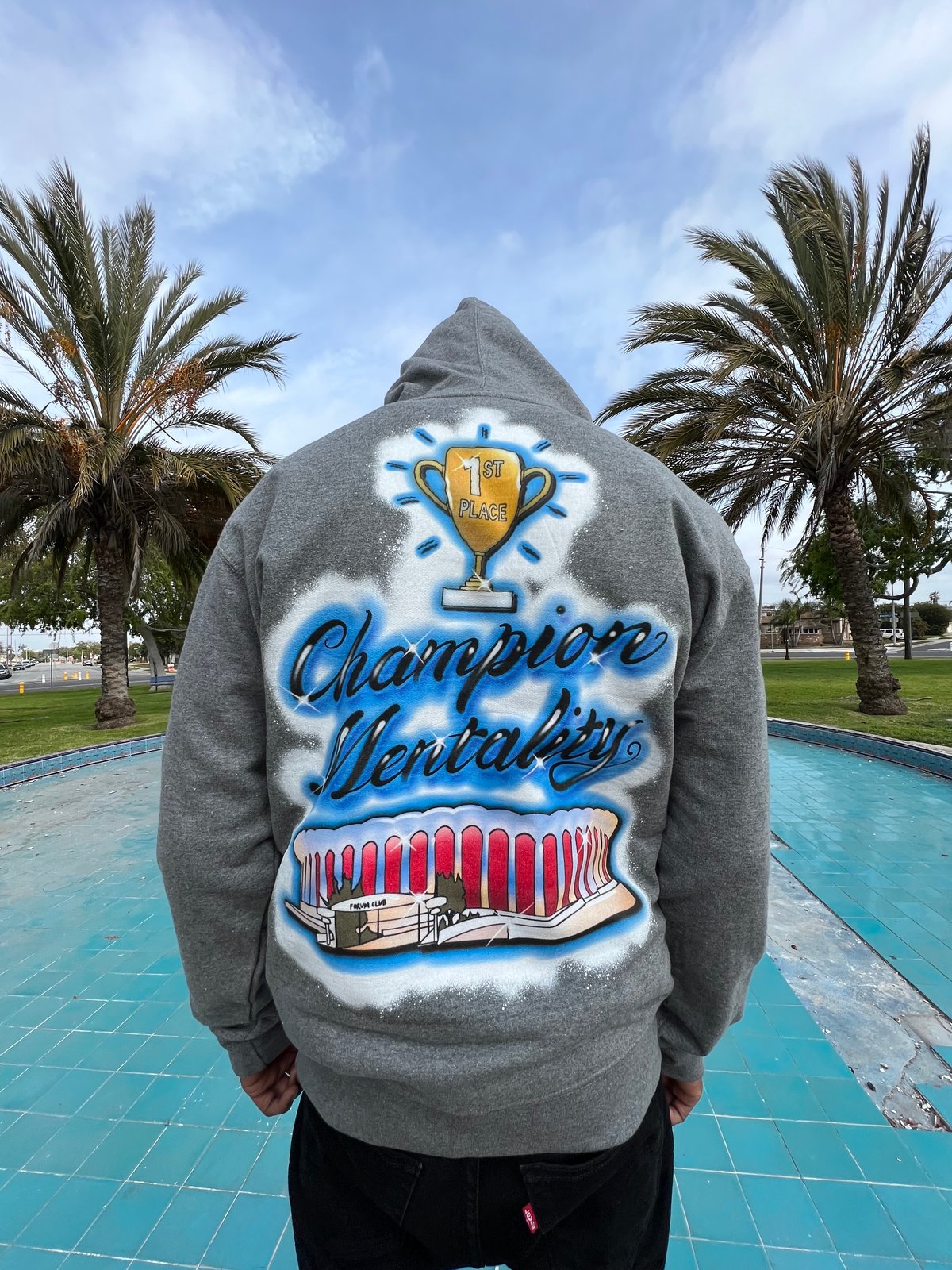 Champion hoodie dark online grey