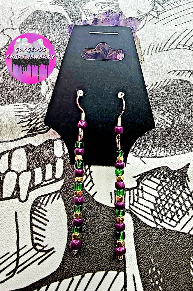 Image of Dainty Mardi Gras Earrings 