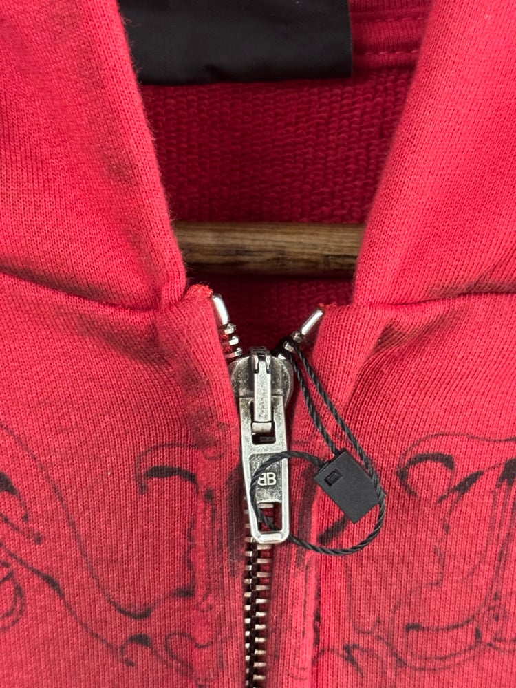 Image of Balenciaga Red Tattoo Zip Up