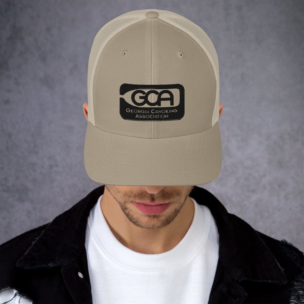 Image of Retro Trucker Cap, black logo