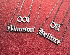 Image of Hellfire Stainless Steel Script Necklace Stranger Collection