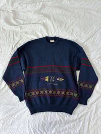 Image 1 of Vintage Blue red wool sweater // XL