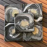 Image 1 of Painted Coasters (set of five) Black And White With Pigment