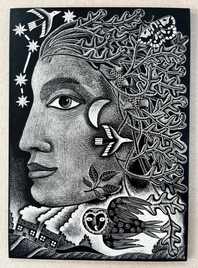 GREEN WOMAN ENGRAVING 