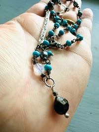 Image 16 of Tibetan turquoise necklace with hand engraved Saint Augustine quote bar pendant