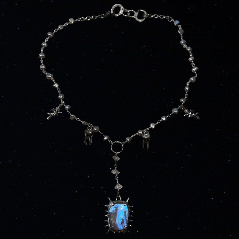 Image of -;- moonstone spike rosary -;-