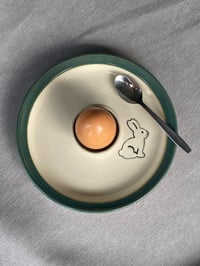Image 5 of  Rabbit Decorated Egg Plate GREEN 