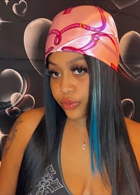 Image 1 of  Pink on Pink Silk Head Scarf 