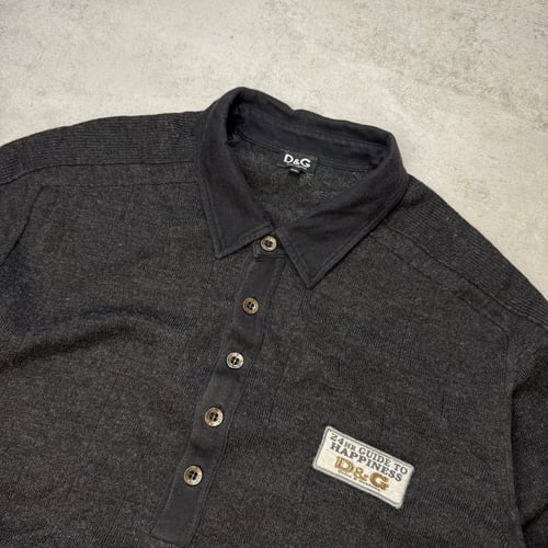 Image of Dolce & Gabbana Long Sleeve Knitted Polo, size medium