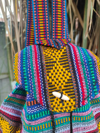 Image 2 of MALIA Mexican Baja woven fabric Backpack - rainbow