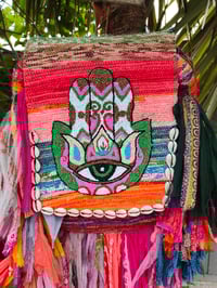 Image 3 of 2 Frill sari Bohemian Back Pack with adjustable leather strap