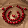 Necklace Pearl Chain Jewelry Set Bracelet Earring Ring Women 2024 New Style