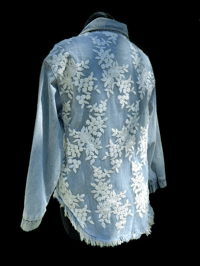 Image 1 of Large Lace & Pearl Denim Shirt