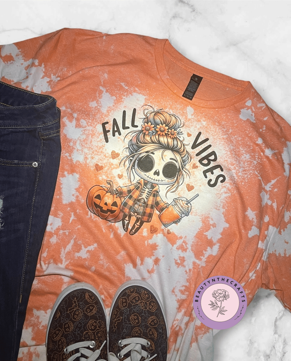 Image of Fall Vibes Bleached T-shirt 