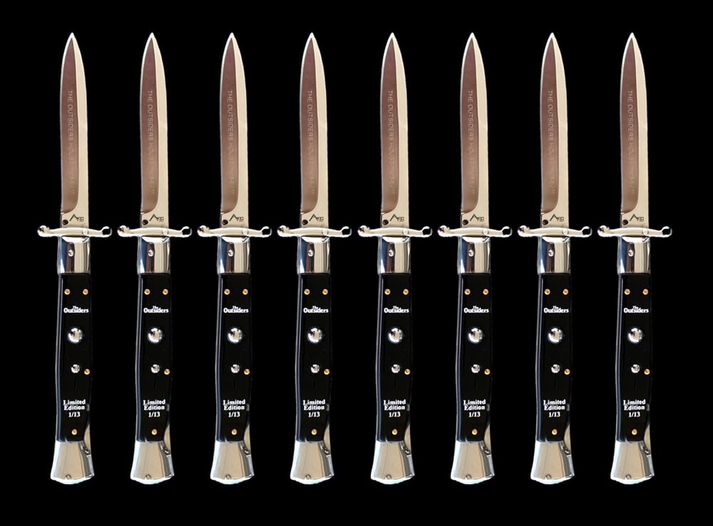 Image of The Outsiders "GREASERS" Big ten inch black and chrome stiletto. Made in Italy. Ltd 1/13