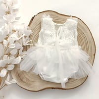 Image 3 of Newborn girls body-dress |Patrizia | white