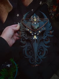 Image 1 of Adorned crow skull on filigree 