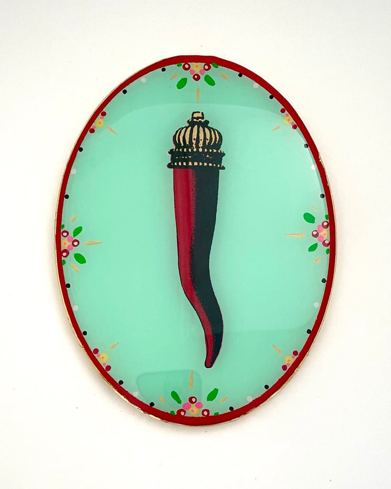 Image of Cornicello Oval Mint/Red