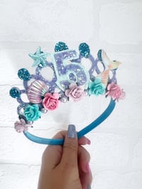 Image 4 of Mermaid birthday tiara crown, lilac and turquoise 