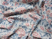 Image 1 of Namaste fabric pivoines (fond bleu) 