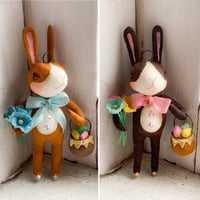 Image 3 of Brown Dutch Rabbit with Basket of Eggs and Florals