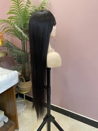 Image 4 of Fringe wig |Indian hair| straight hair| 3 x1 lace wig | 250% density 